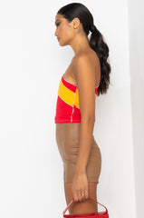MORE THAN A WOMAN CONTRAST TRIM CROP TOP