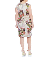 Adrianna Papell - Floral Print Jacquard Cocktail Dress 81925491SC