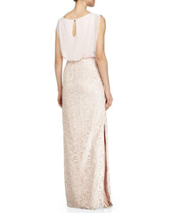 Aidan Mattox - 251704760SC Blouson Laced Long Dress with Slit