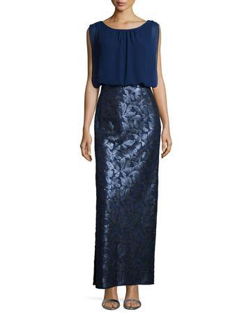 Aidan Mattox - 251704850SC Bedazzled Bateau Sheath Gown