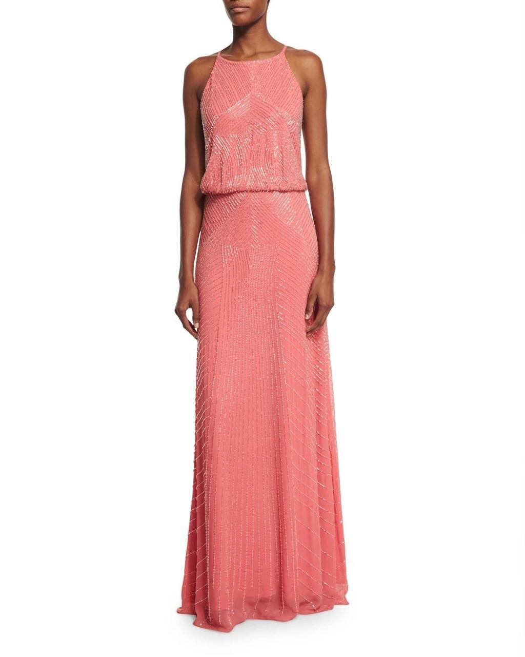 Aidan Mattox - 54470000SC Beaded Halter Sheath Dress