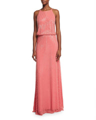 Aidan Mattox - 54470000SC Beaded Halter Sheath Dress
