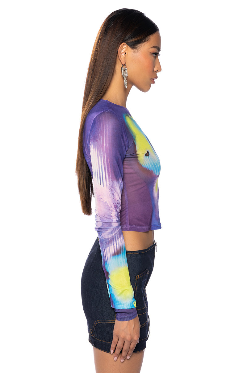 OUT OF THIS WORLD LONG SLEEVE MESH BODYSUIT
