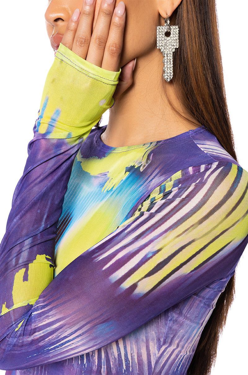 OUT OF THIS WORLD LONG SLEEVE MESH BODYSUIT