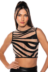 KHLOE SLEEVELESS SEE THROUGH TOP