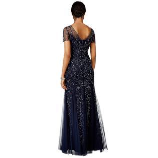Adrianna Papell - Short Sleeve V Neck Beaded Evening Gown 91918840SC