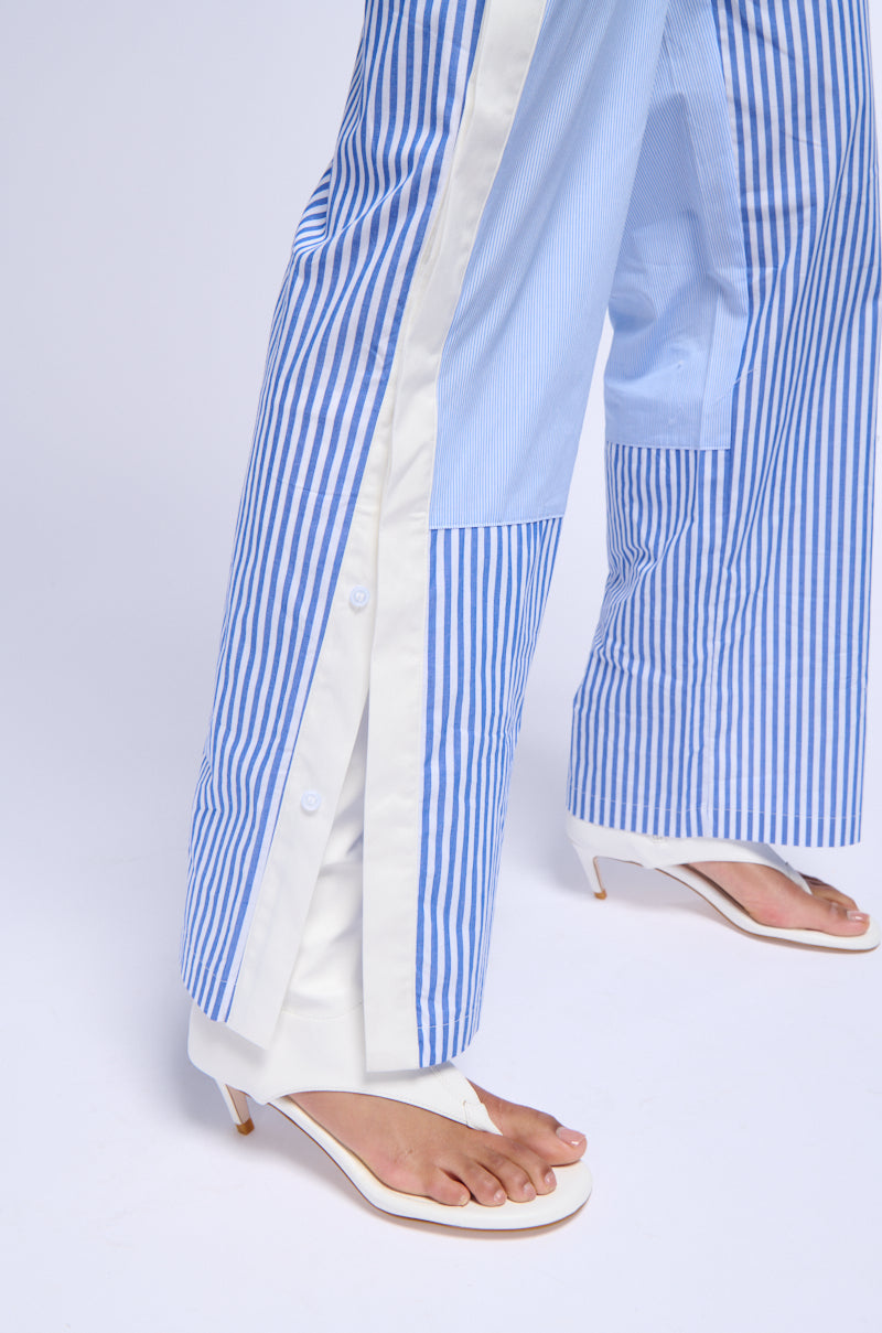 REESE MIXED STRIPE POPLIN WIDE LEG PANT