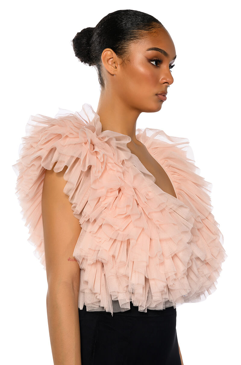 ROMANTIC TULLE RUFFLE BODYSUIT
