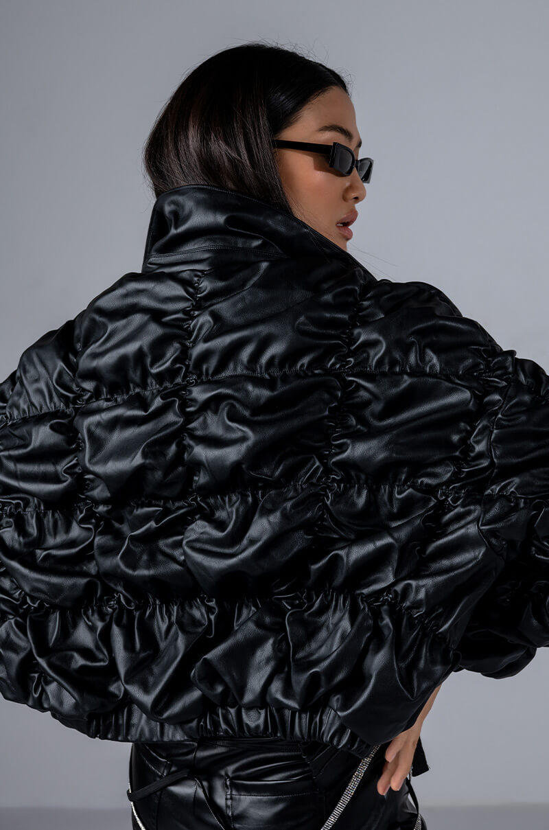 RUCHED PU JACKET