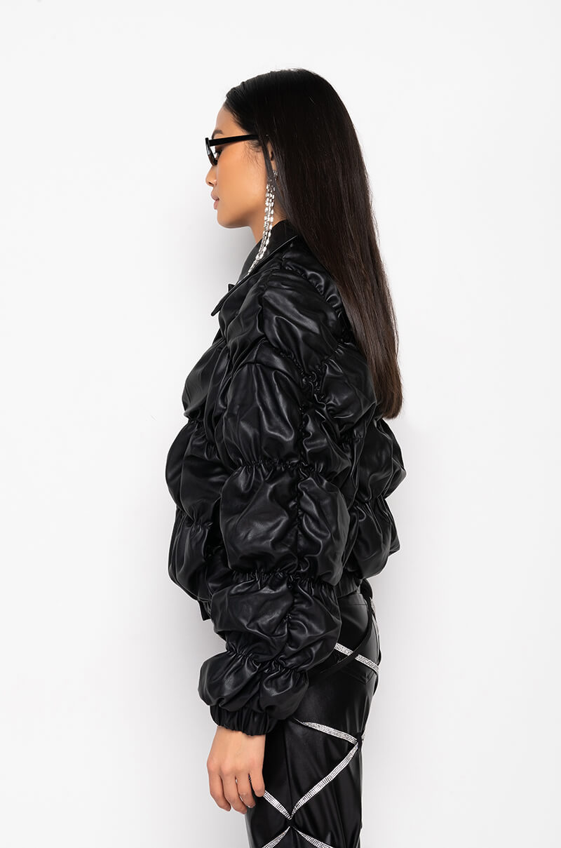 RUCHED PU JACKET