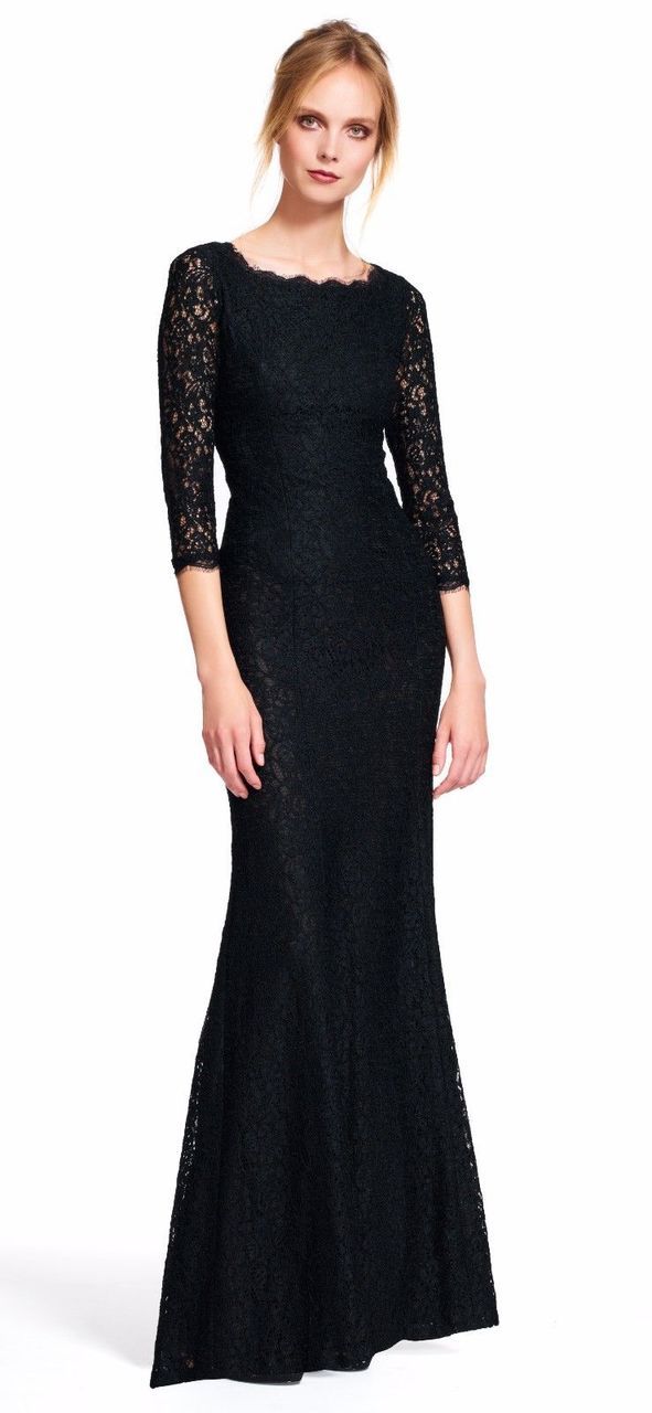 Adrianna Papell - 91880500SC English Lace Scallop Sheath Formal Dress