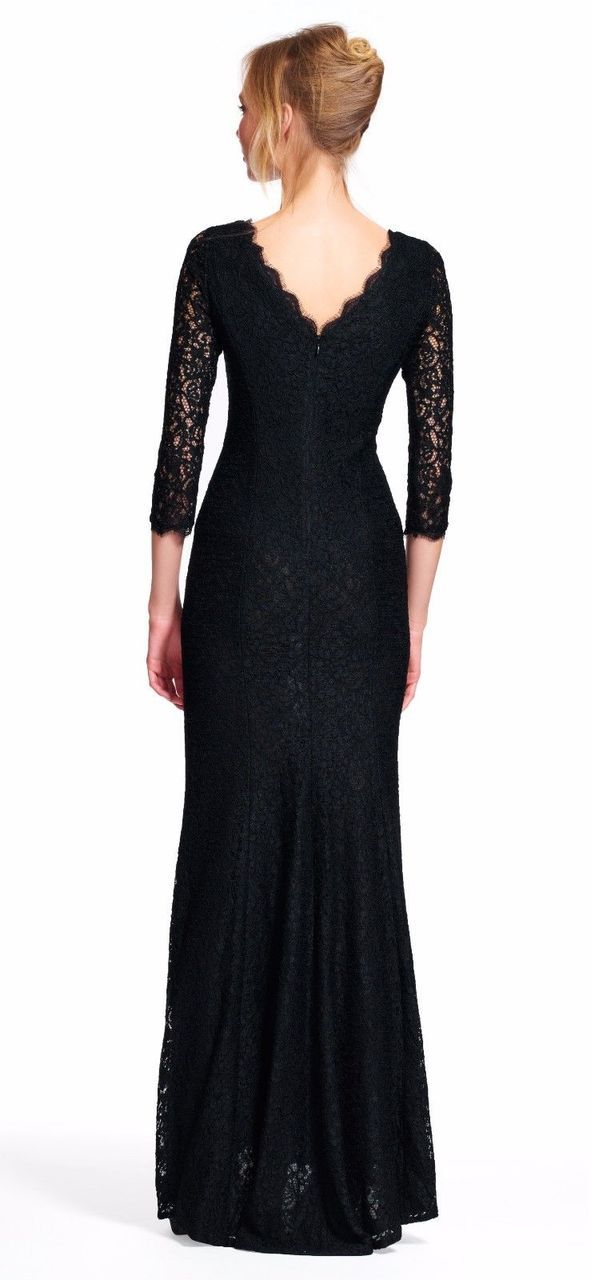 Adrianna Papell - 91880500SC English Lace Scallop Sheath Formal Dress