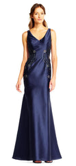 Adrianna Papell - V Neck Side Beaded Long Dress AP1E201575SC