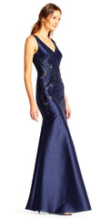 Adrianna Papell - V Neck Side Beaded Long Dress AP1E201575SC